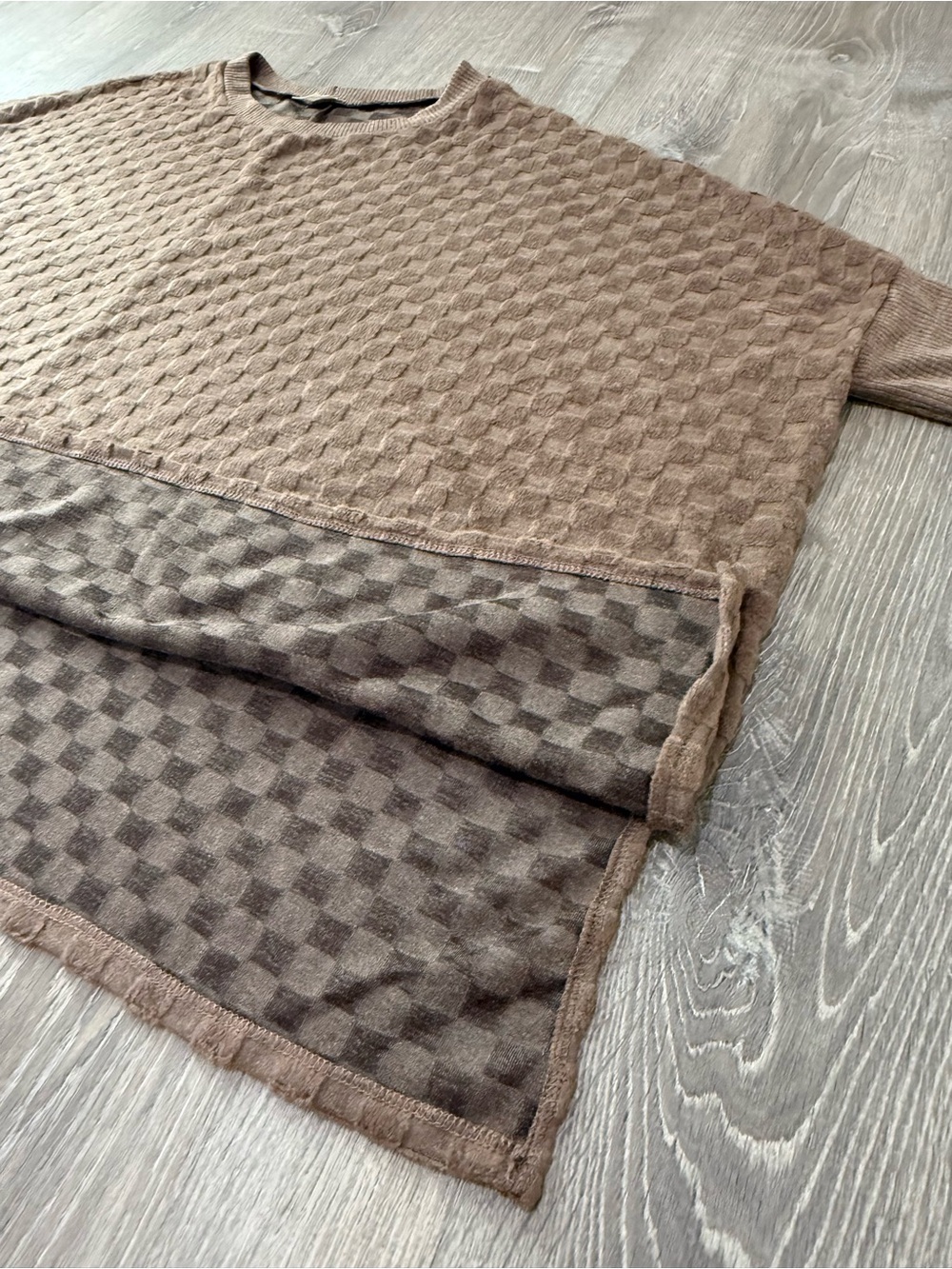 Like Love Textured Oversized Dolman Sweater | Size Large | Mocha Brown - Picture 5 of 7